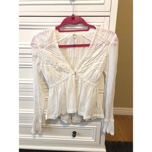 Free People button Blouse White